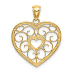 Filigree Heart Charm in 14K Two-Tone Gold, 24mm - Sophia Jewelers