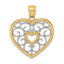 Filigree Heart Charm in 14K Two-Tone Gold, 24mm - Sophia Jewelers
