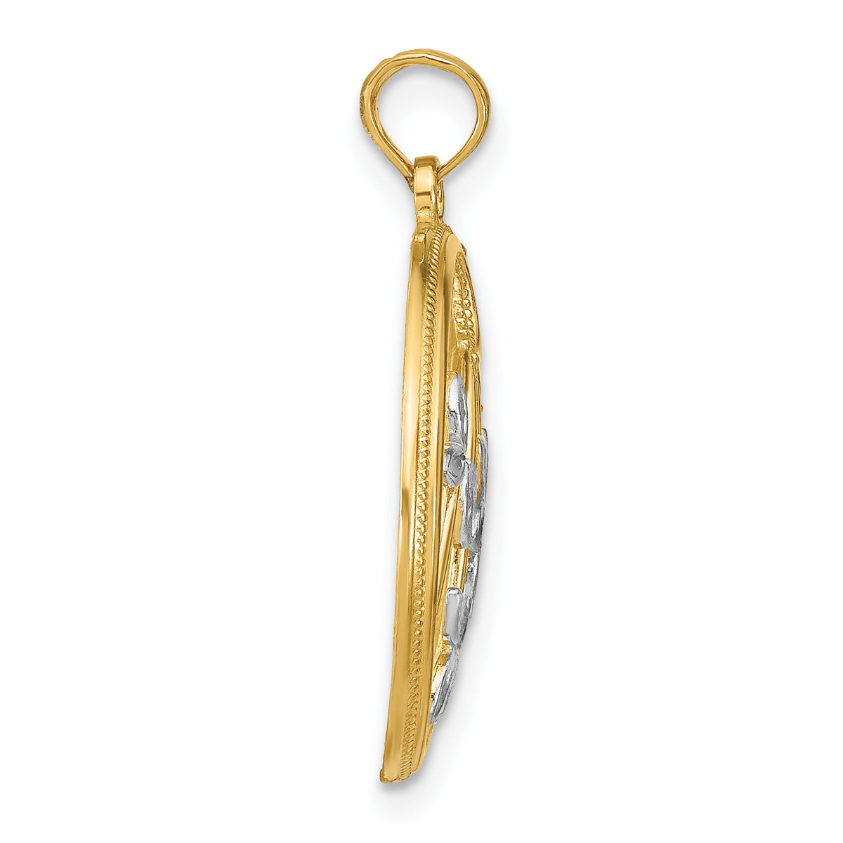 Leaves in Round Frame Charm in 14K Two-Tone Gold - Sophia Jewelers Main image