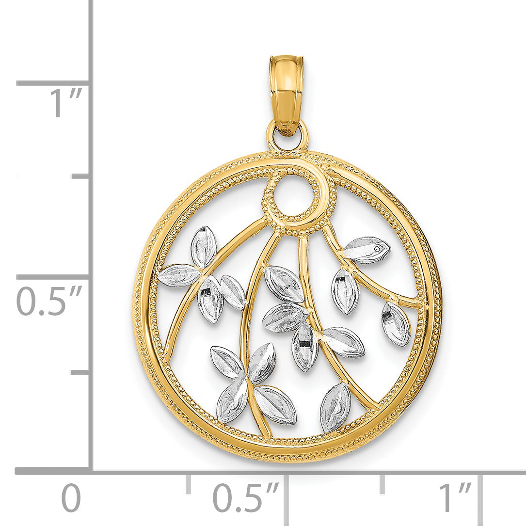 Leaves in Round Frame Charm in 14K Two-Tone Gold Secondary image