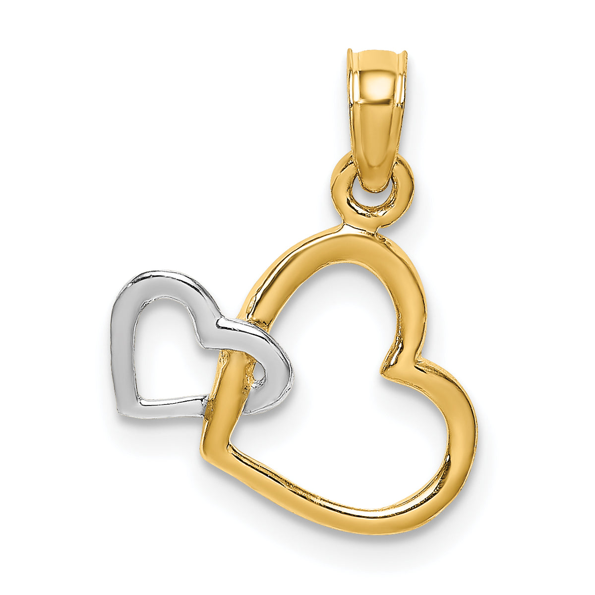 14k With White Rhodium Polished Hearts Interwined Charm Main image
