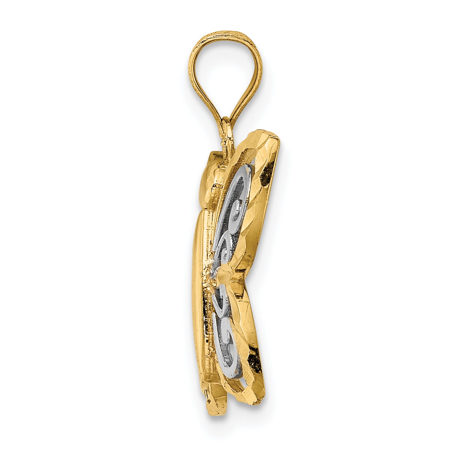 14k w/ Rhodium Diamond-cut Butterfly Charm Main image