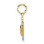 14K with White Rhodium Mini Sea Turtle Charm