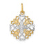 Flower & Heart Charm in 14K Yellow Gold, 24mm - Sophia Jewelers