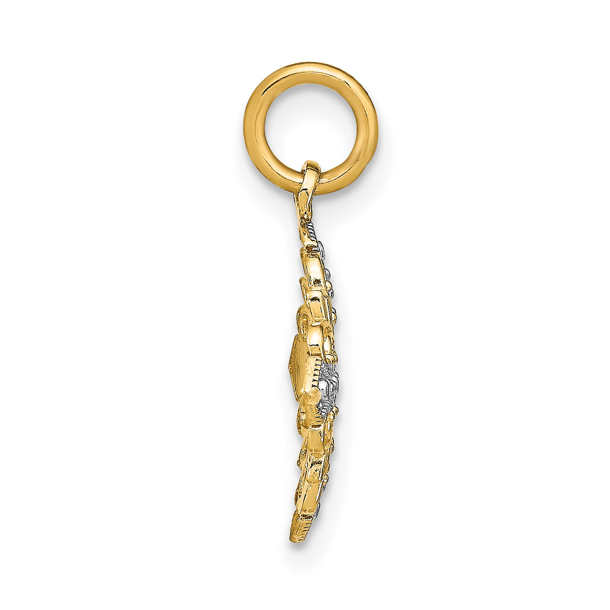 Filigree Medallion Charm in 14K Two-Tone Gold, Diamond-Cut - Sophia Jewelers Main image