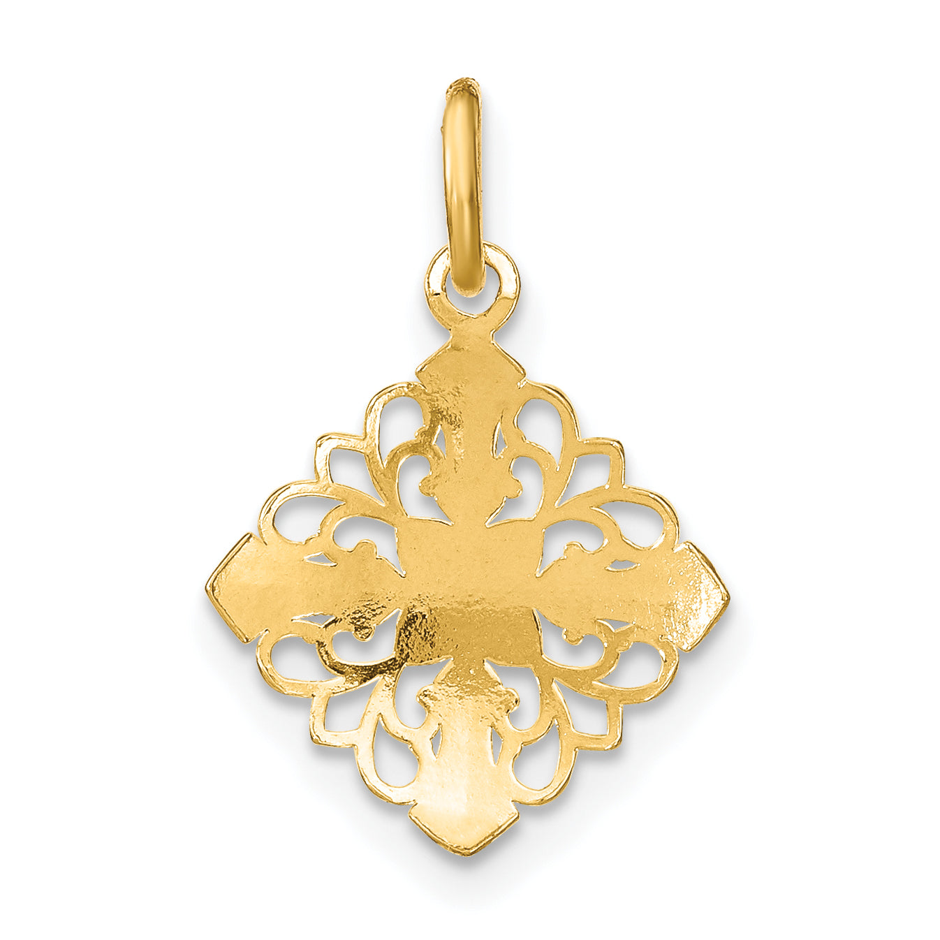 Filigree Medallion Charm in 14K Two-Tone Gold, Diamond-Cut Secondary image