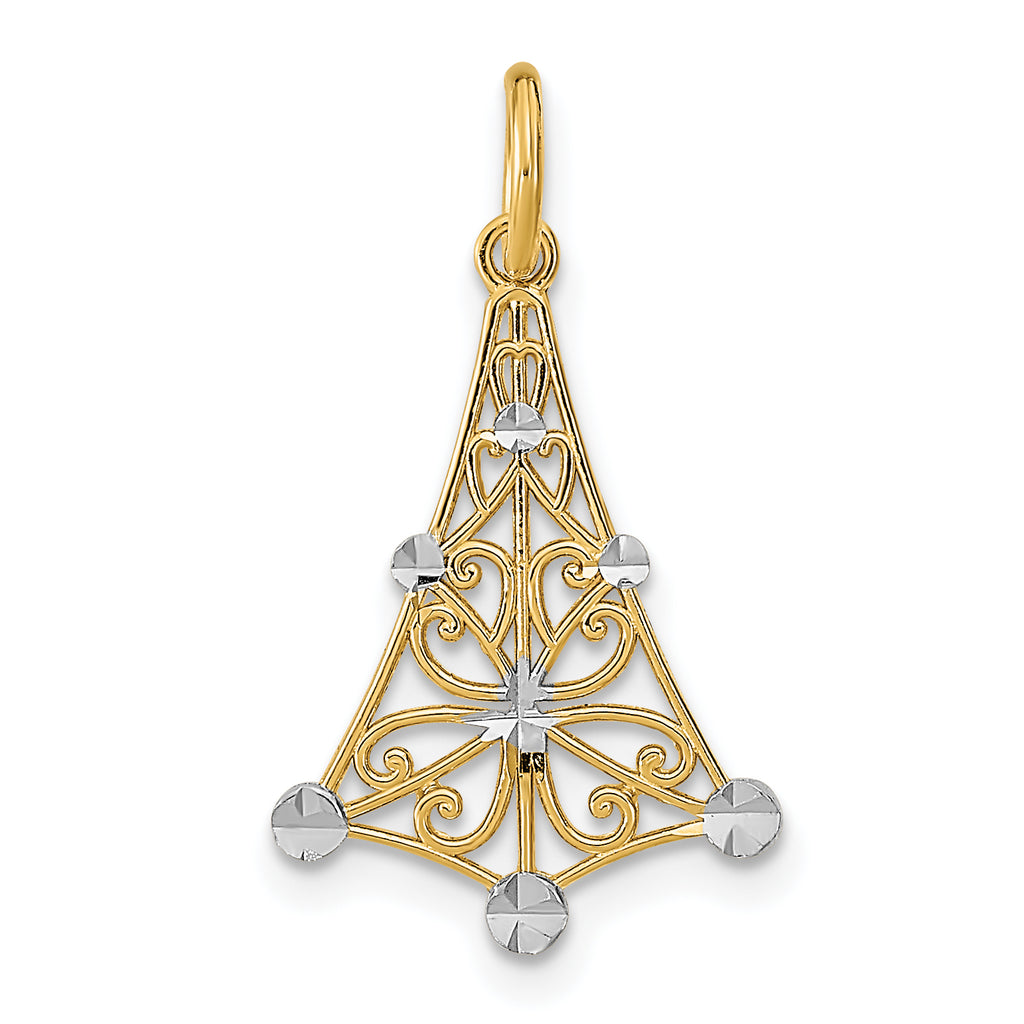 Chandelier Charm in 14K Two-Tone Gold, 19mm Diamond-Cut - Sophia Jewelers