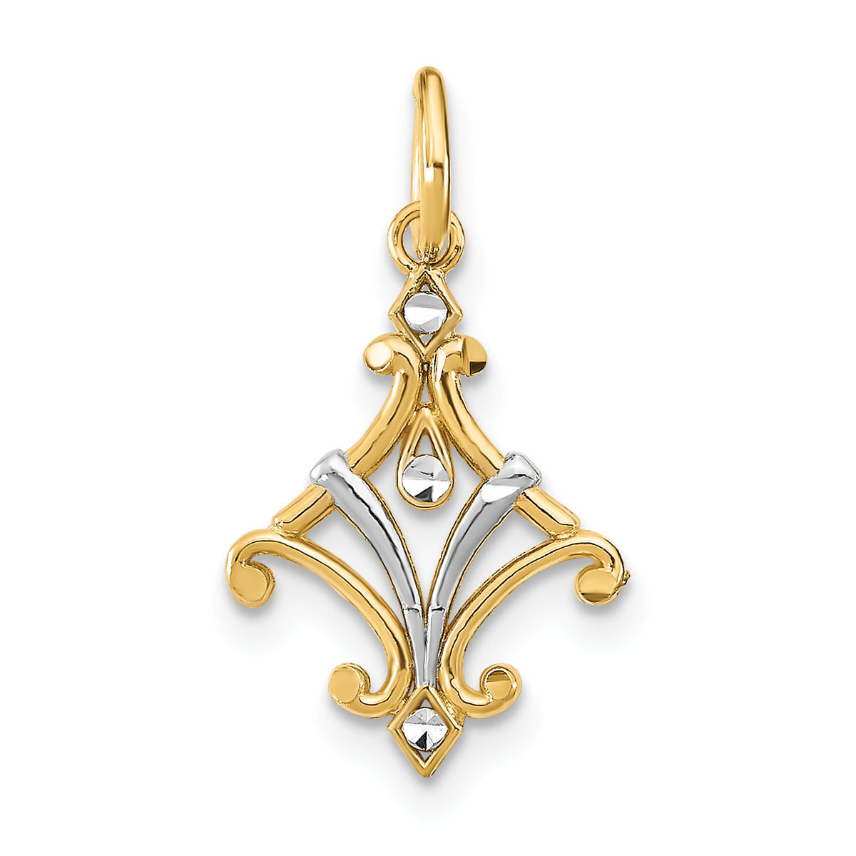 Chandelier Charm in 14K Two-Tone Gold, Diamond-Cut - Sophia Jewelers