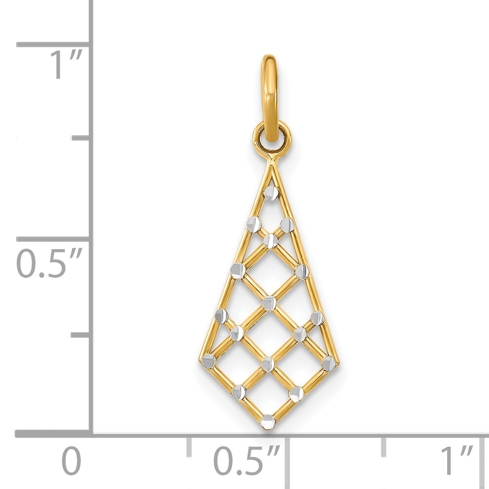 14K w/Rhodium D/C Small Criss-Cross Charm