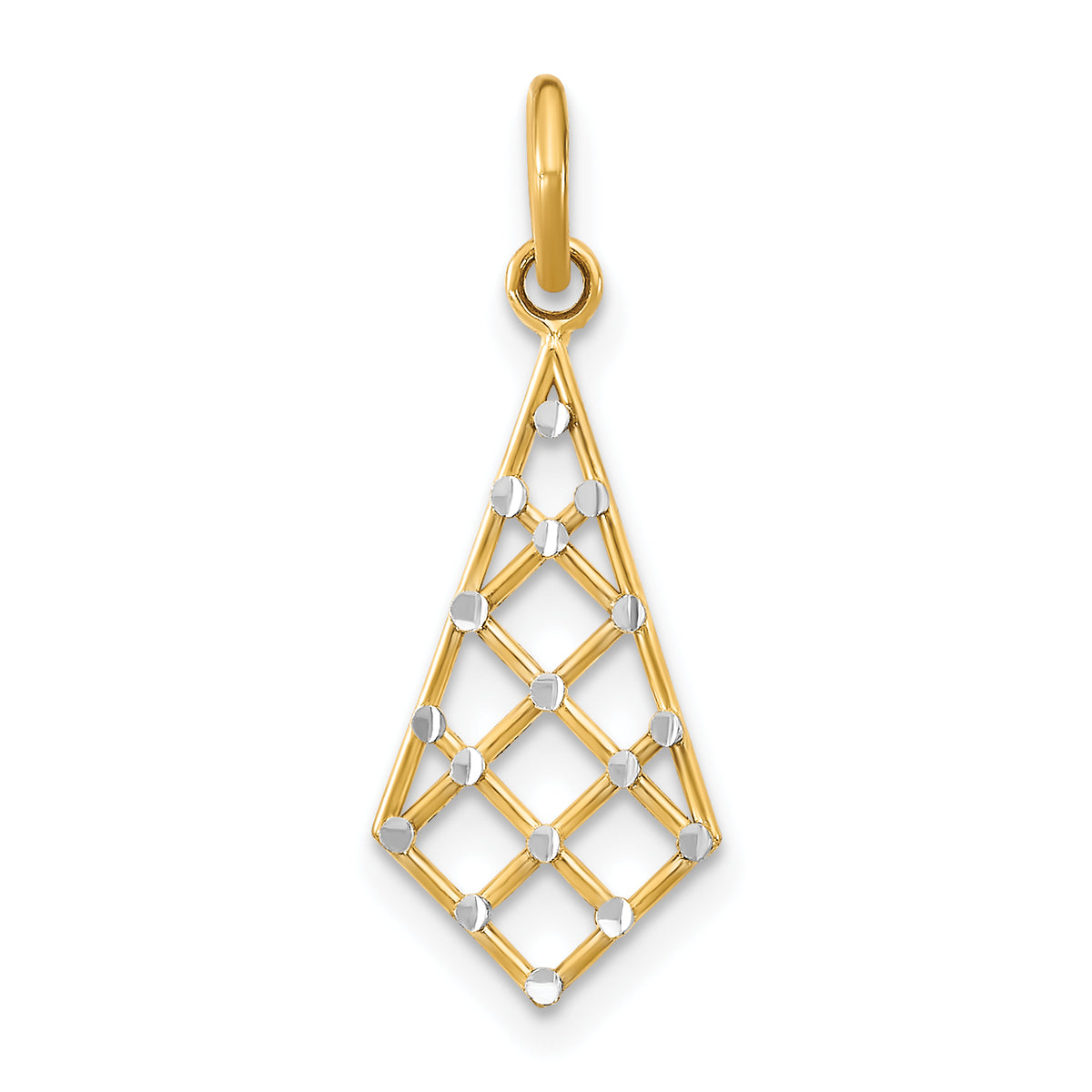 14K w/Rhodium D/C Small Criss-Cross Charm