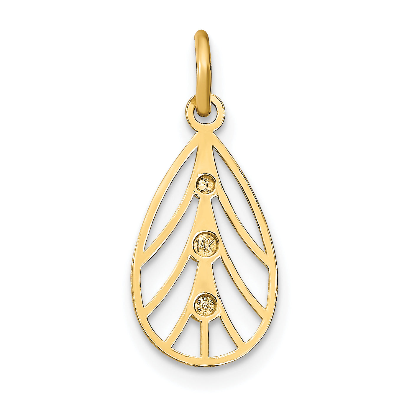 14K w/Rhodium D/C Small Teardrop Charm