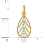 14K w/Rhodium D/C Small Teardrop Charm