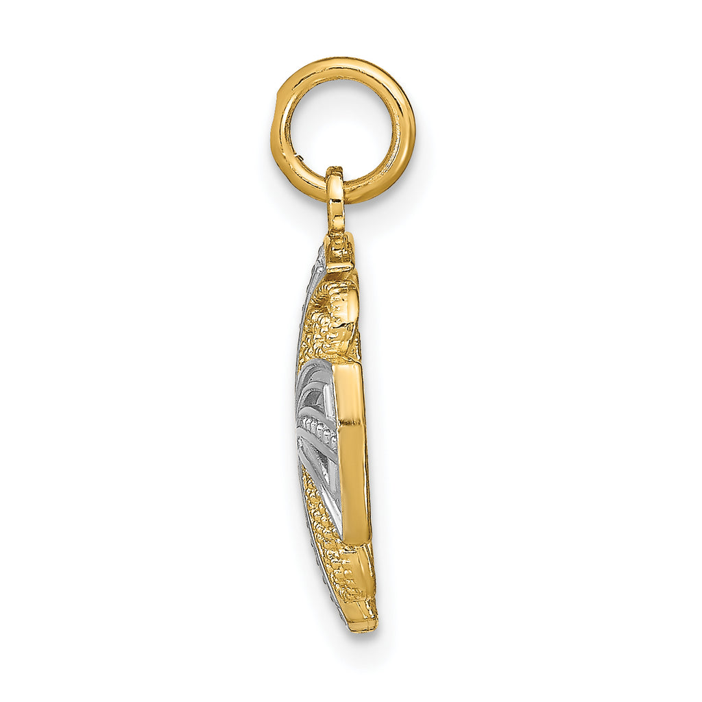 14K w/Rhodium Pinwheel Medallion Charm