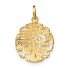 14K w/Rhodium Pinwheel Medallion Charm