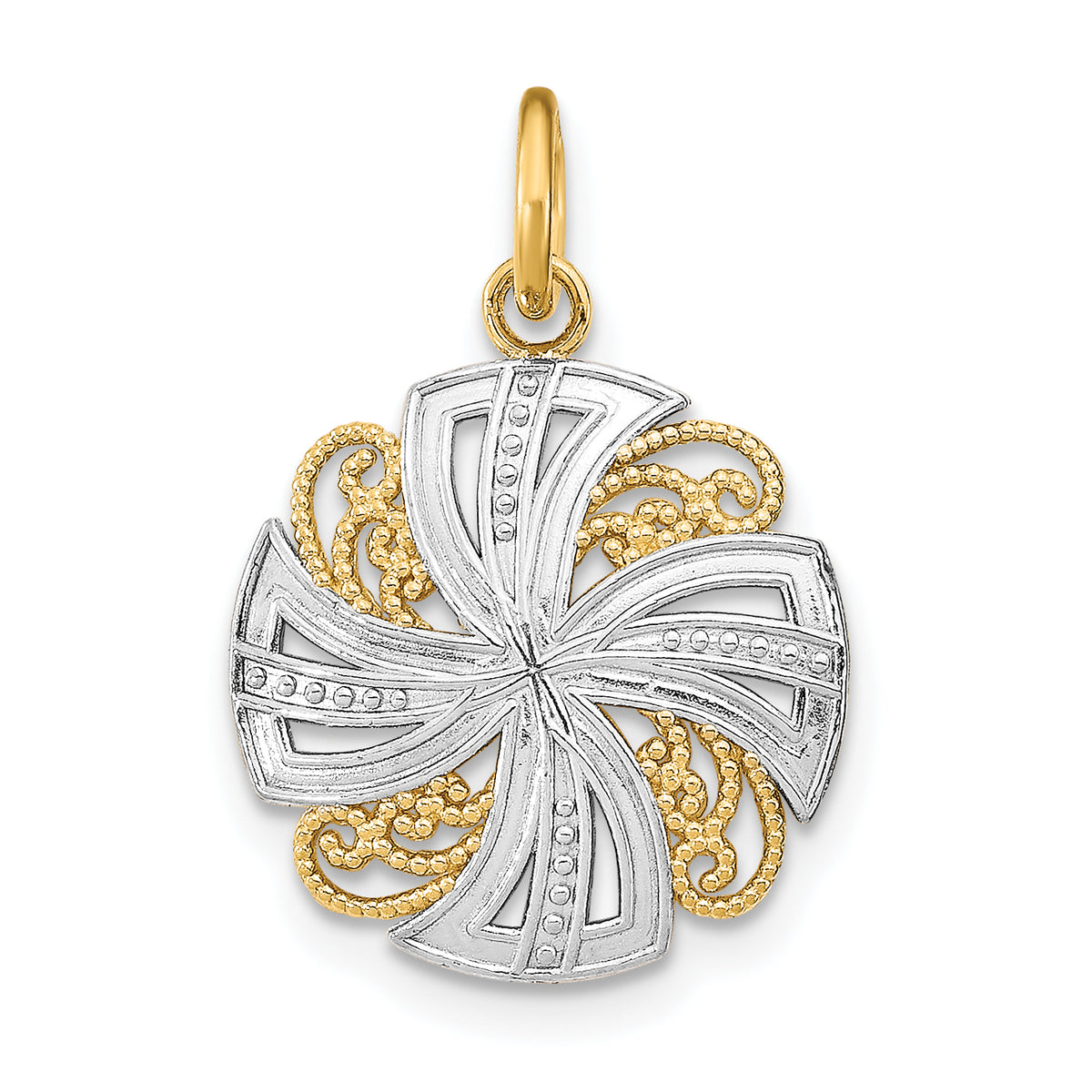 Pinwheel Medallion Charm in 14K Two-Tone Gold - Sophia Jewelers Main image