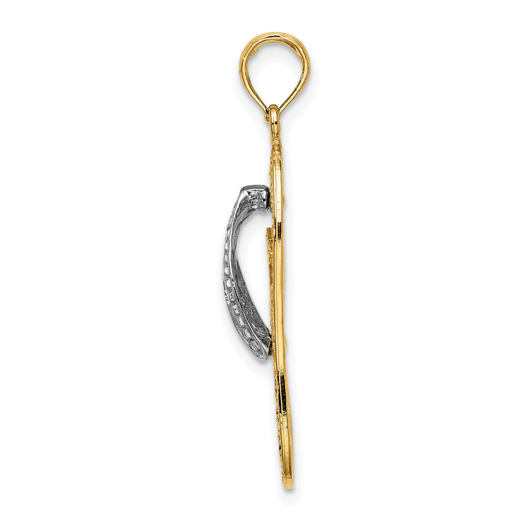 14K w/Rhodium Palm Tree Flip-Flop Charm