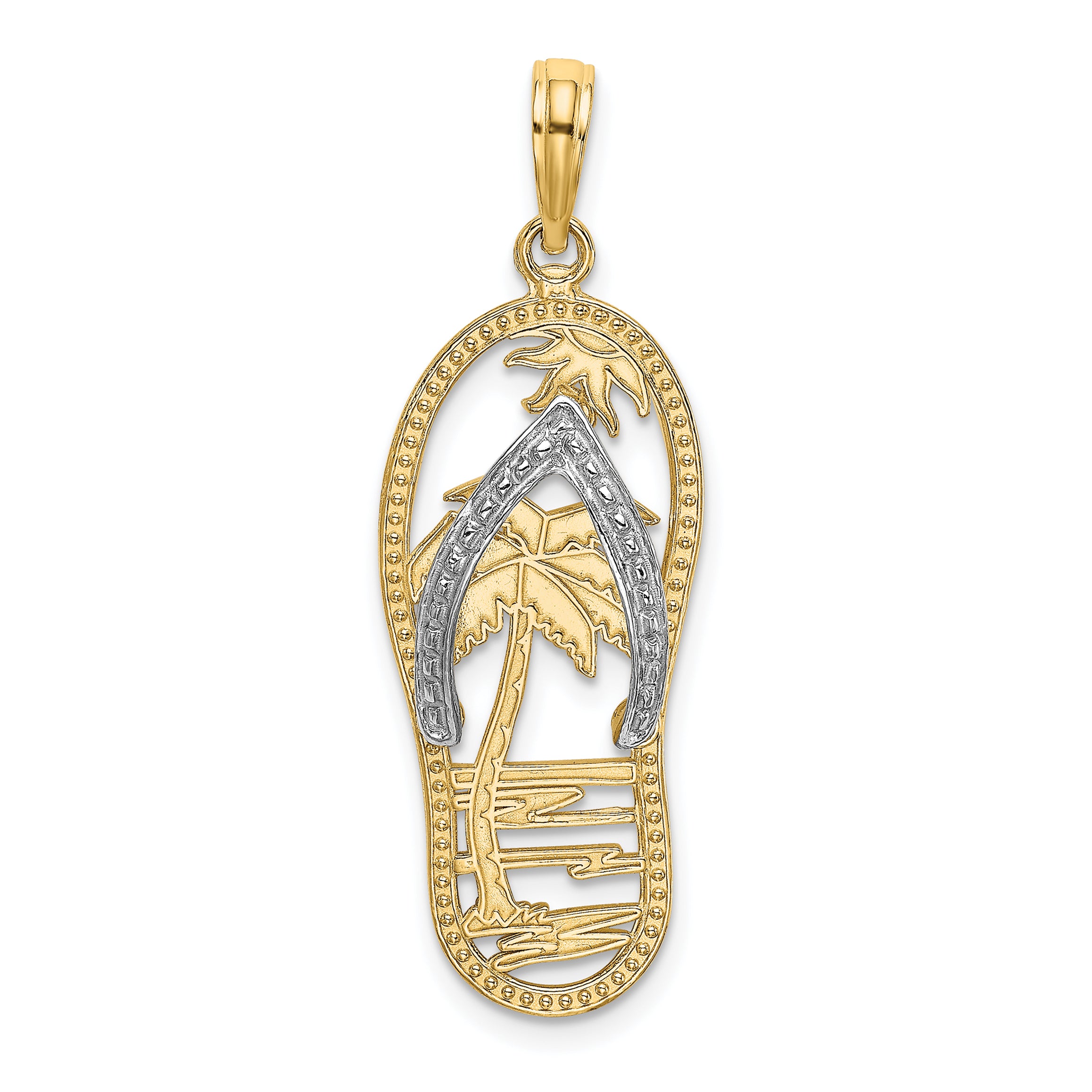 14K w/Rhodium Palm Tree Flip-Flop Charm Main image