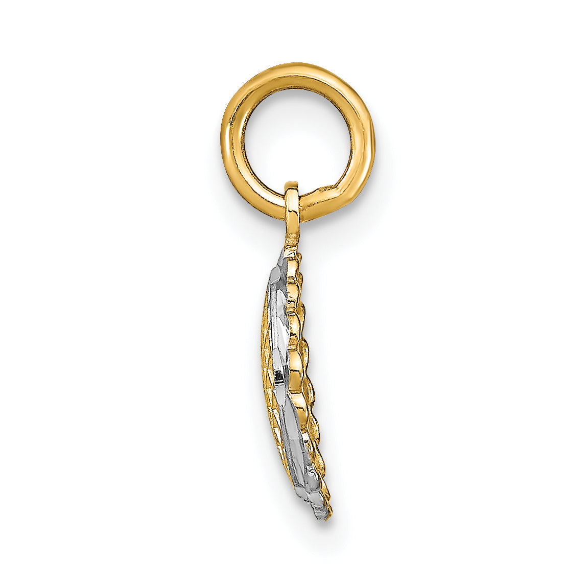 14K w/Rhodium D/C Mini Sunflower Charm