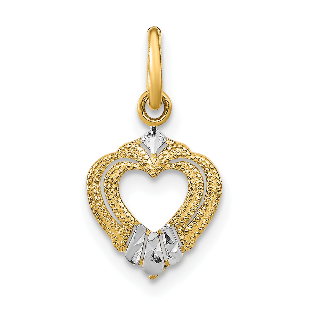 14k w/Rhodium Mini Heart Charm