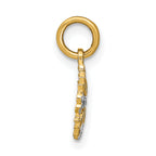 14K w/Rhodium Cut-Out Heart Edge Flower Charm