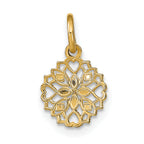 14K w/Rhodium Cut-Out Heart Edge Flower Charm