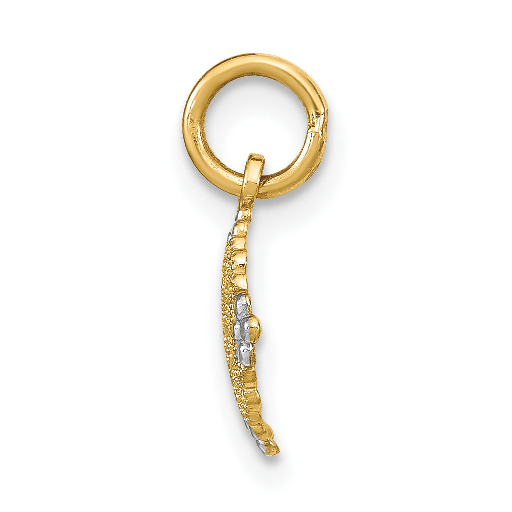 14K w/Rhodium D/C Mini Filigree Medallion Charm