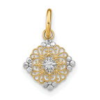 14K w/Rhodium D/C Mini Filigree Medallion Charm