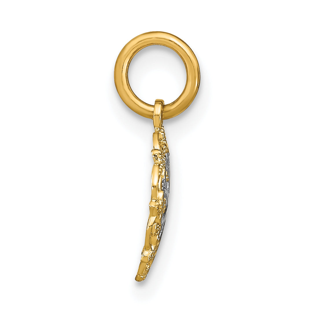Filigree Hearts White Charm in 14K Yellow Gold, 11mm Secondary image