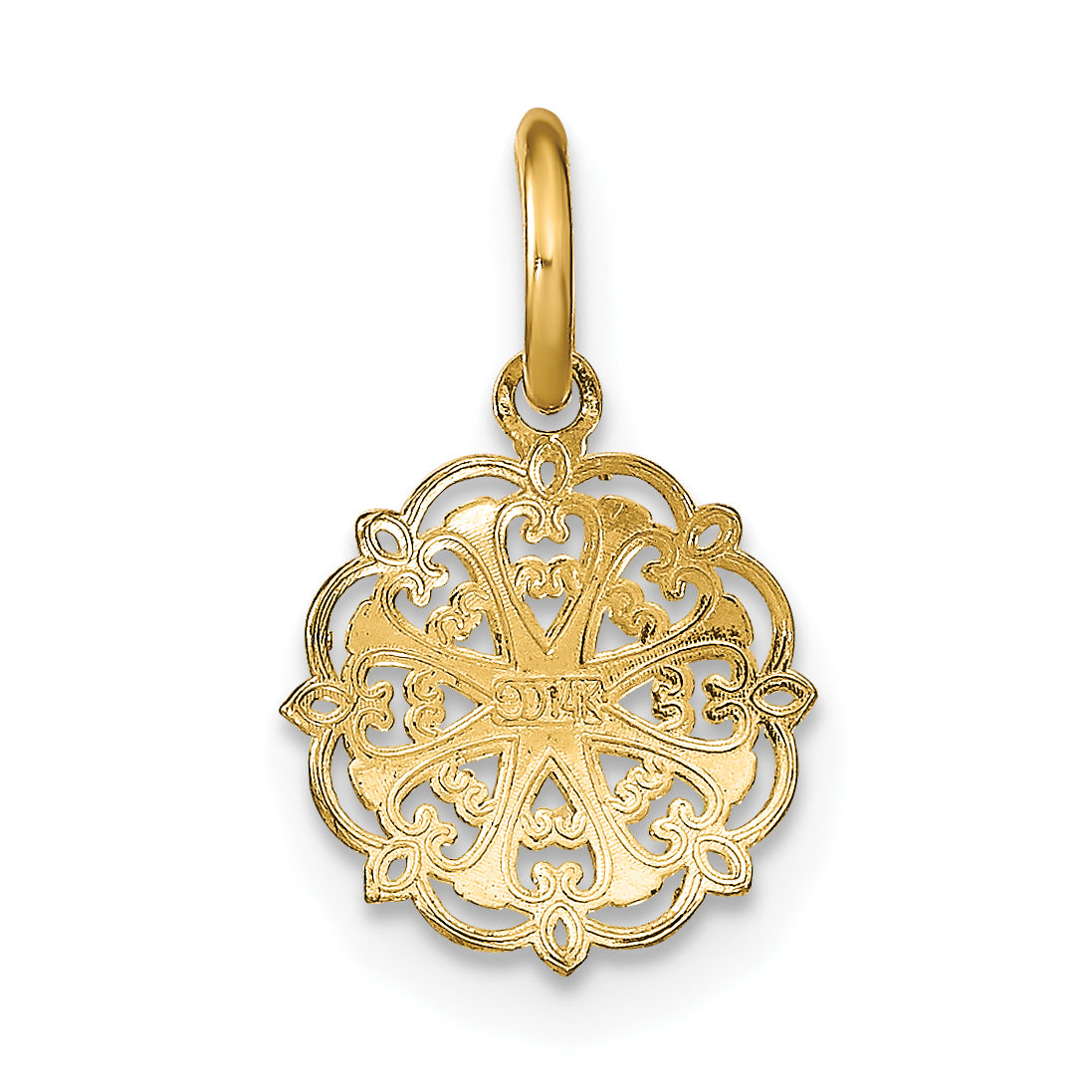 14K w/Rhodium Filigree Hearts Charm