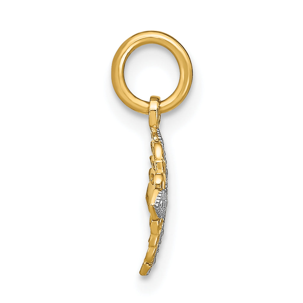14K w/Rhodium Mini Cross Medallion Charm