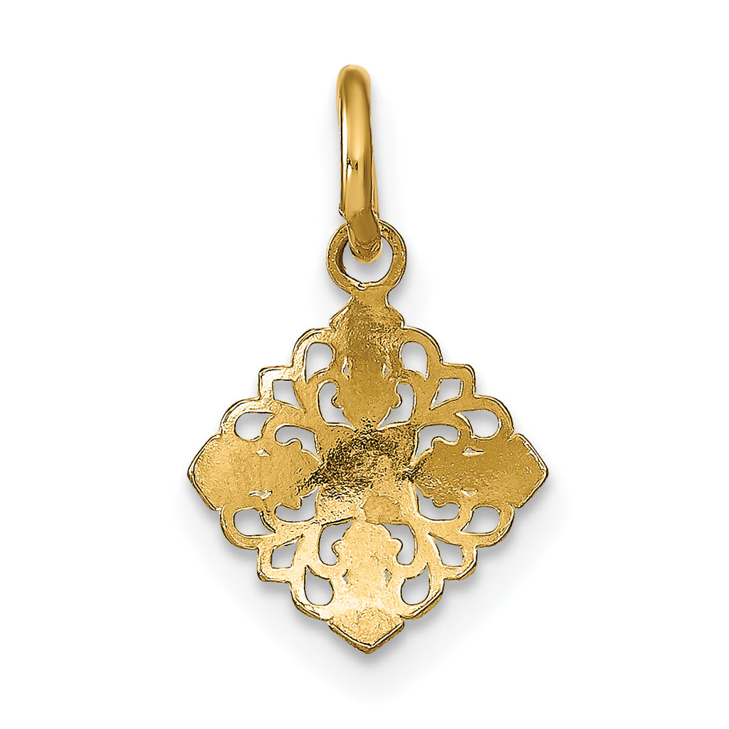 14K w/Rhodium Mini Cross Medallion Charm