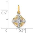 14K w/Rhodium Mini Cross Medallion Charm