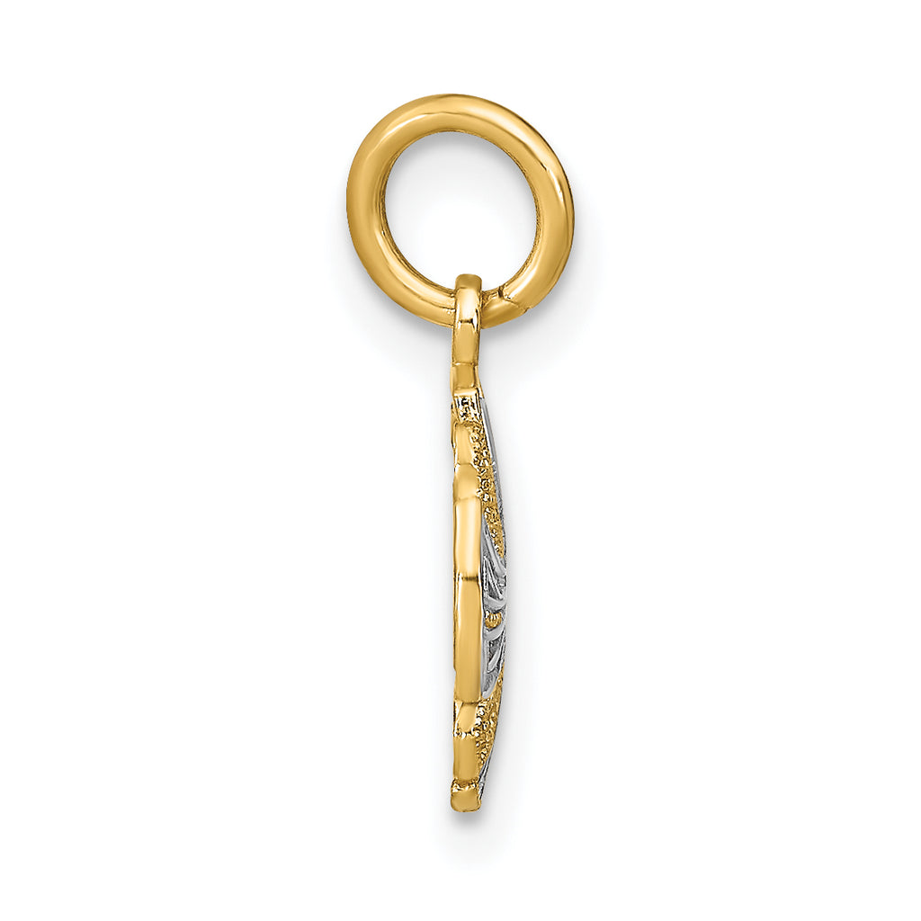 14K w/Rhodium and D/C Mini Pinwheel Medallion Charm