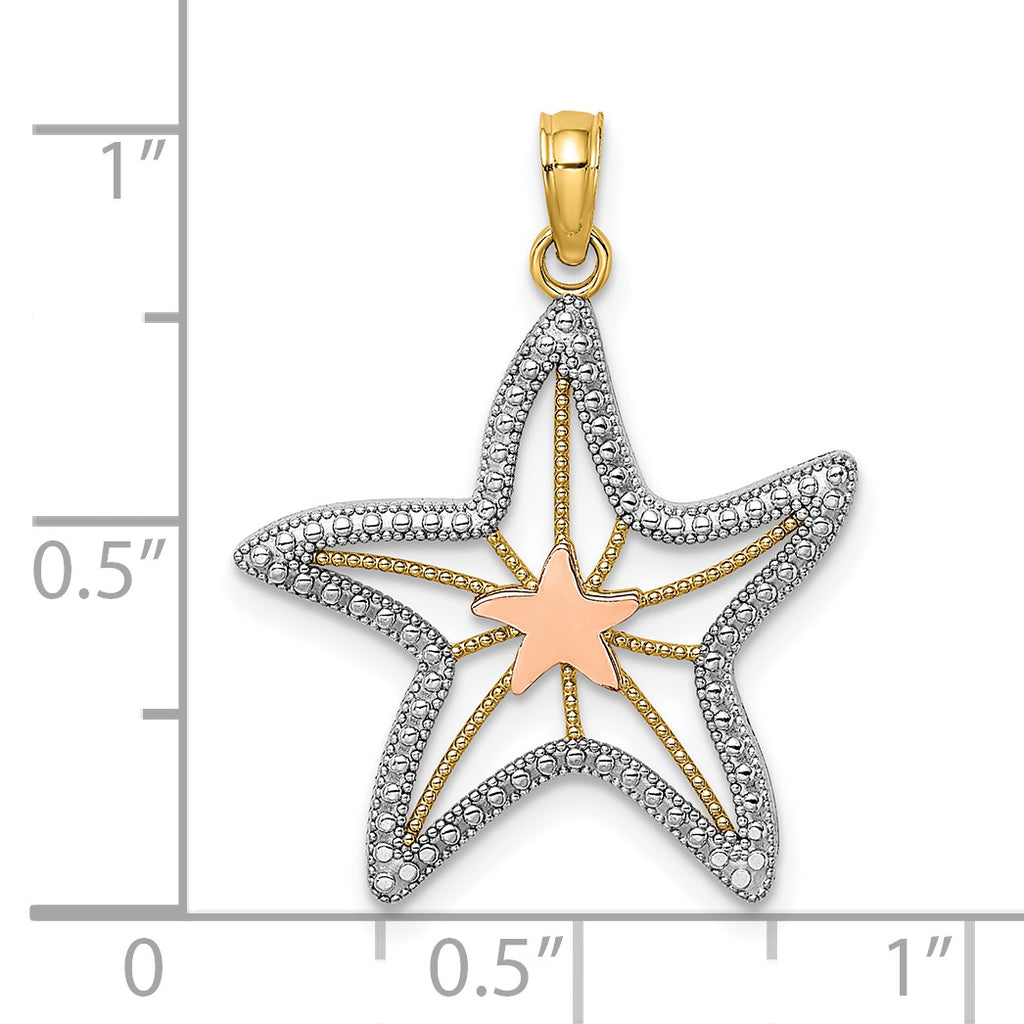 Cut-Out Starfish Charm in 14K Two-Tone Gold, 25mm - Sophia Jewelers