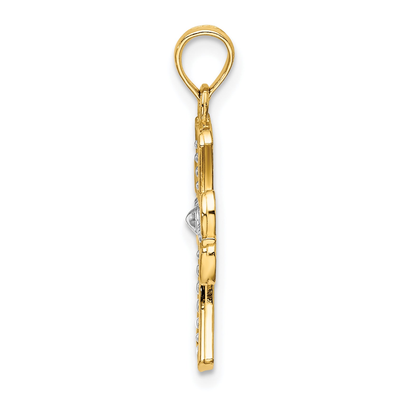 Cross Charm in 14K Yellow Gold, 14x18mm Textured Secondary image