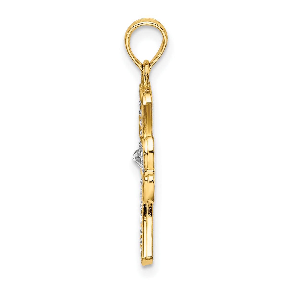 Cross Charm in 14K Yellow Gold, 14x18mm Textured - Sophia Jewelers