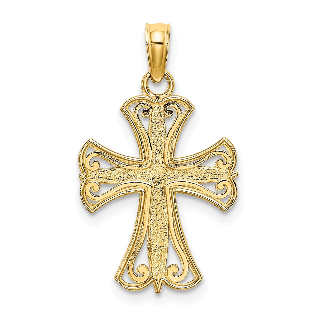 Cross Charm in 14K Yellow Gold, 14x18mm Textured - Sophia Jewelers