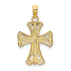 Cross Charm in 14K Yellow Gold, 14x18mm Textured - Sophia Jewelers