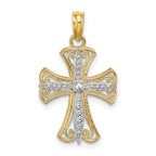 Cross Charm in 14K Yellow Gold, 14x18mm Textured - Sophia Jewelers