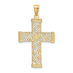 Star Cut-Out Cross Charm in 14K Two-Tone Gold, 29mm Diamond-Cut - Sophia Jewelers