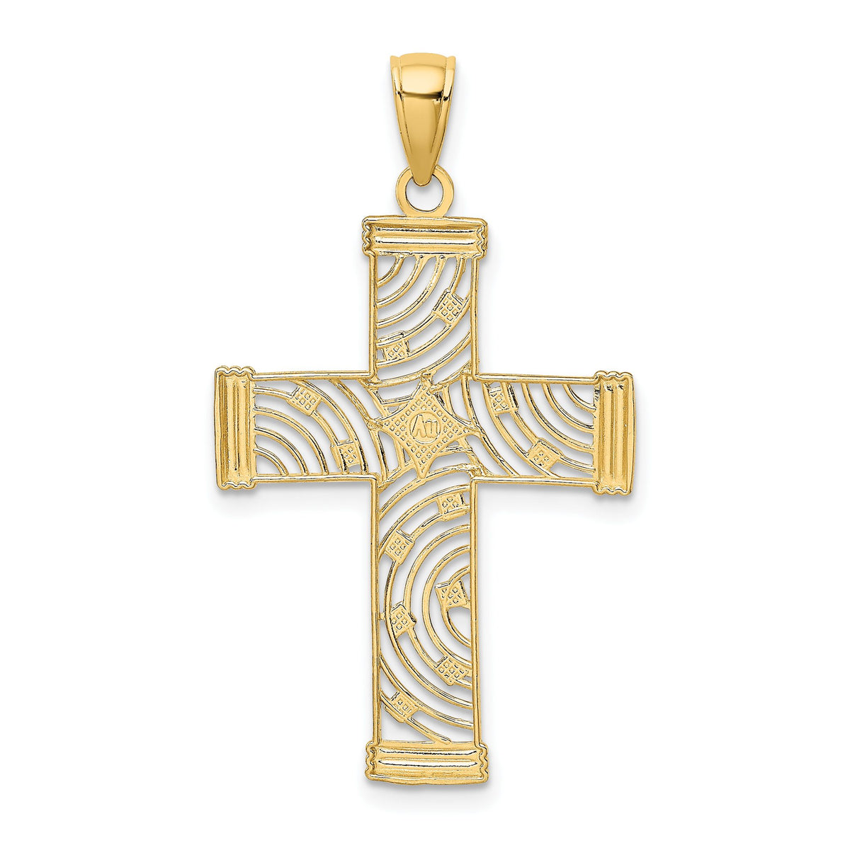 Star Cut-Out Cross Charm in 14K Two-Tone Gold, 29mm Diamond-Cut - Sophia Jewelers