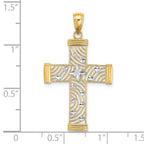 Star Cut-Out Cross Charm in 14K Two-Tone Gold, 29mm Diamond-Cut - Sophia Jewelers