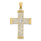 Star Cut-Out Cross Charm in 14K Two-Tone Gold, 29mm Diamond-Cut - Sophia Jewelers