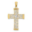 Star Cut-Out Cross Charm in 14K Two-Tone Gold, 29mm Diamond-Cut - Sophia Jewelers