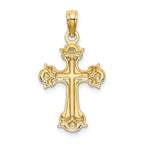 Fleur-de-Lis Cross Charm in 14K Yellow Gold, 19mm Diamond-Cut - Sophia Jewelers