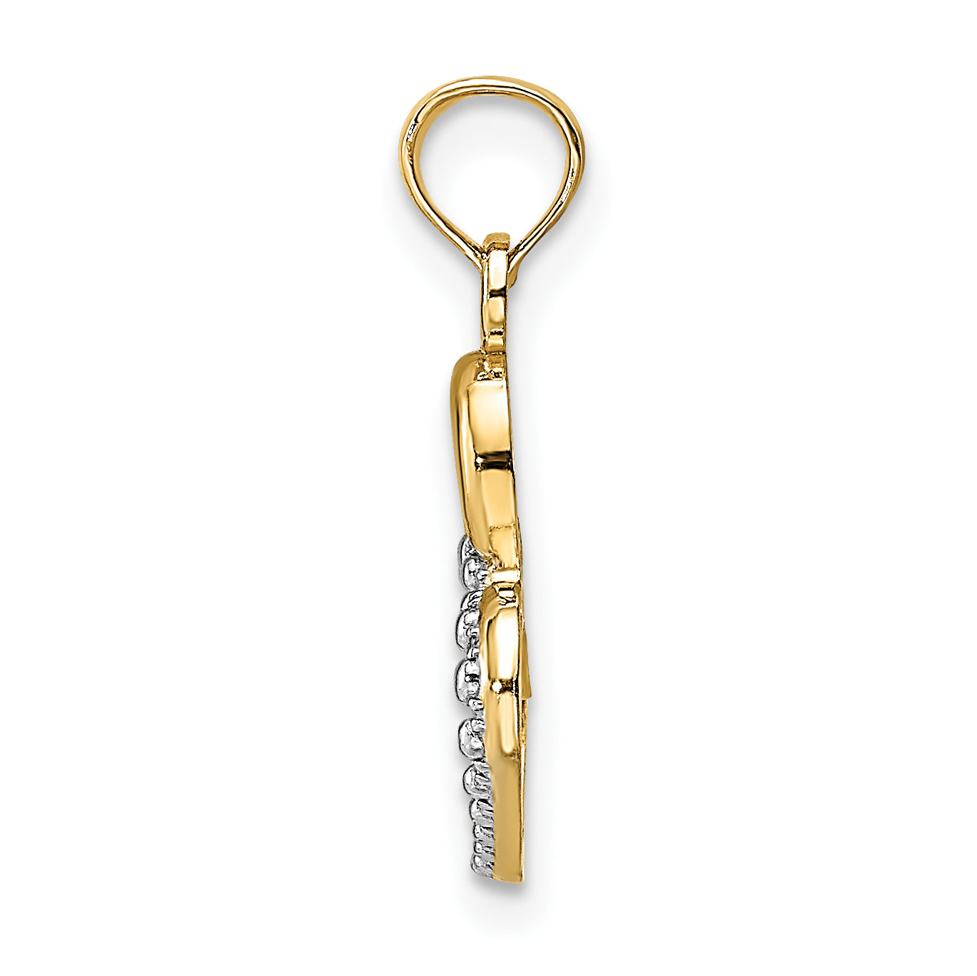 14k w/ Rhodium Polished and Textured Intertwined Hearts Charm Secondary image