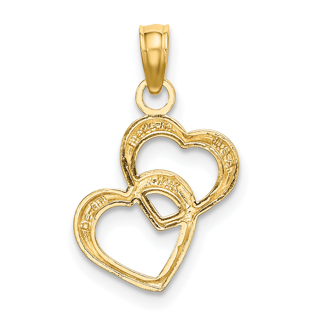 Intertwined Hearts Charm in 14K Two-Tone Gold, 17mm Textured - Sophia Jewelers