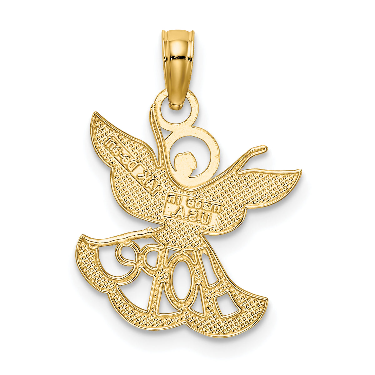 Cut-Out Hope Angel Charm in 14K Two-Tone Gold, 21mm - Sophia Jewelers