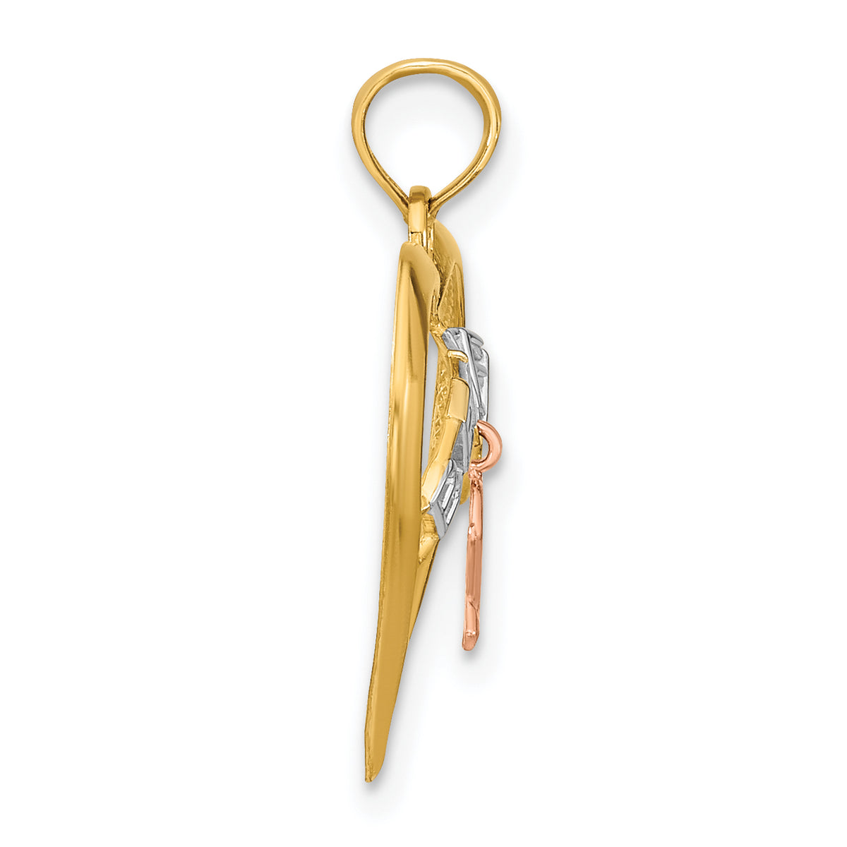 Believe Heart with Awareness Ribbon Pendant in 14K Two-Tone Gold, 21mm - Sophia Jewelers