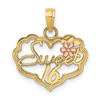 Sweet 16 Heart & Flower Charm in 14K Two-Tone Gold, 16mm - Sophia Jewelers